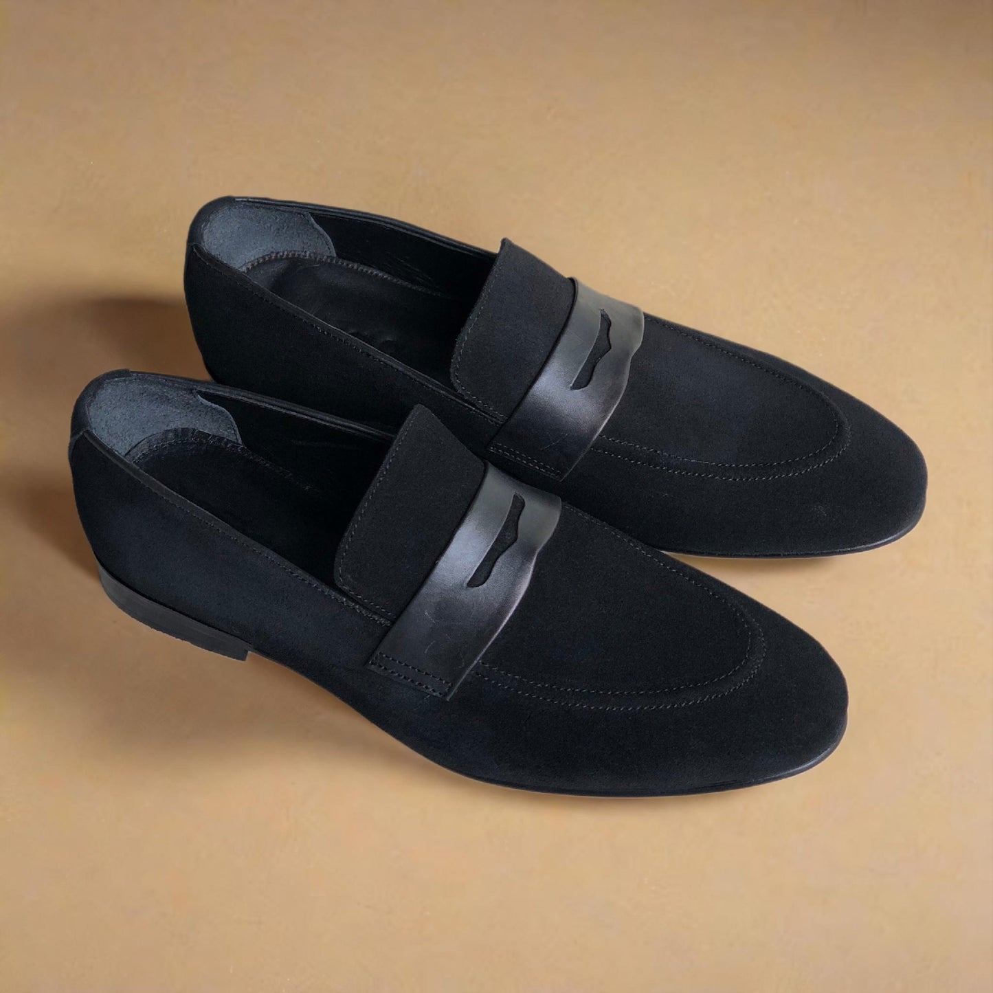 Black Suede Penny Loafer