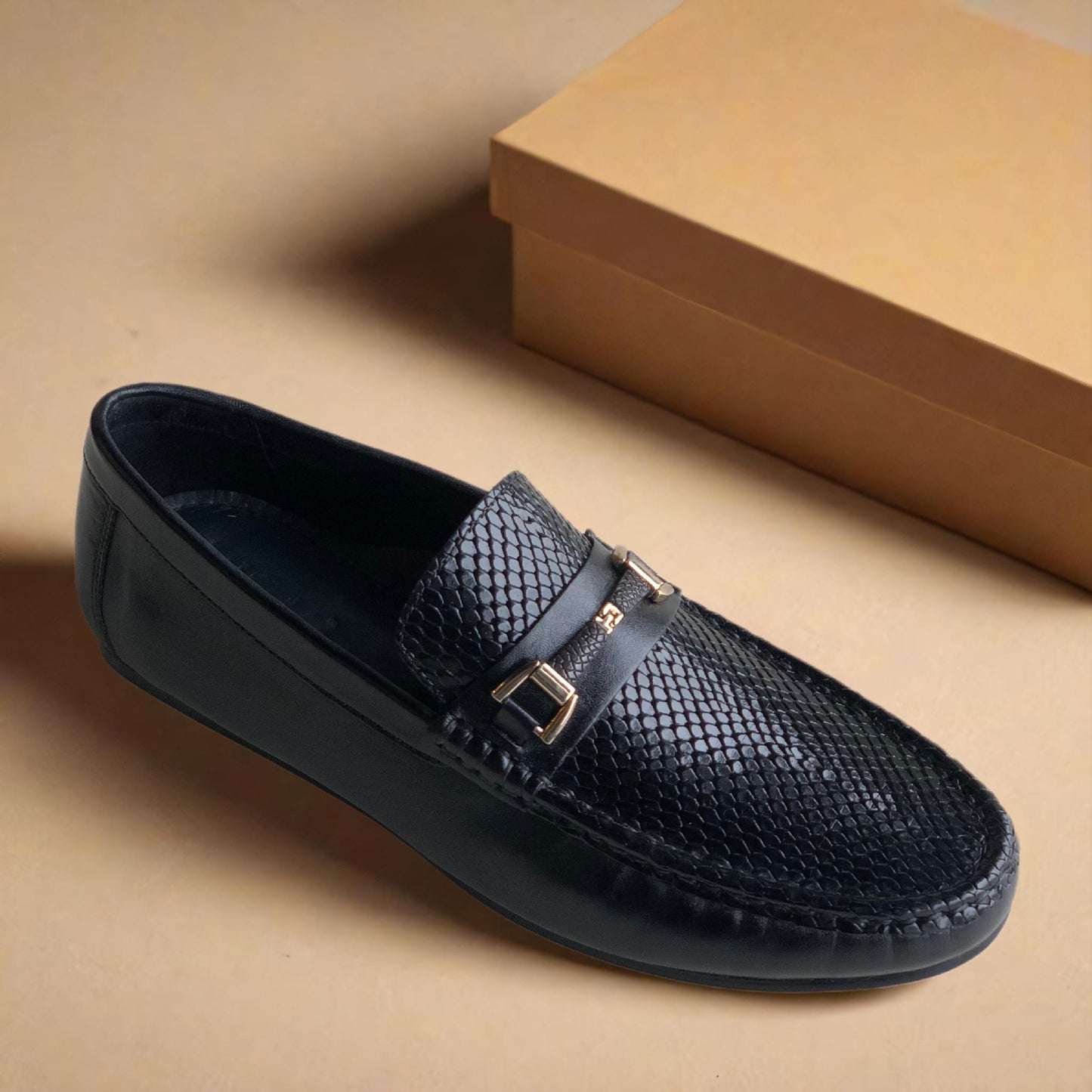 Black Printed Driving Loafer