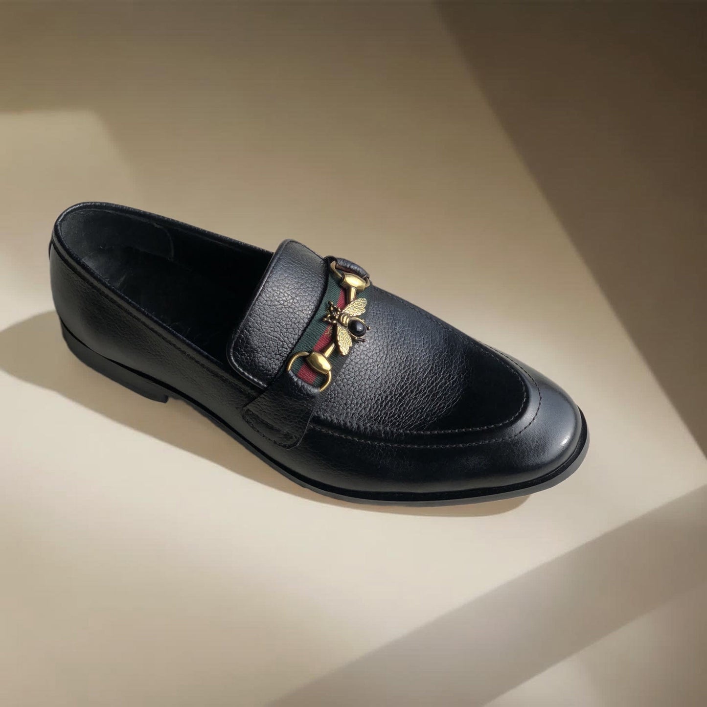 Black Milled Bee Loafers