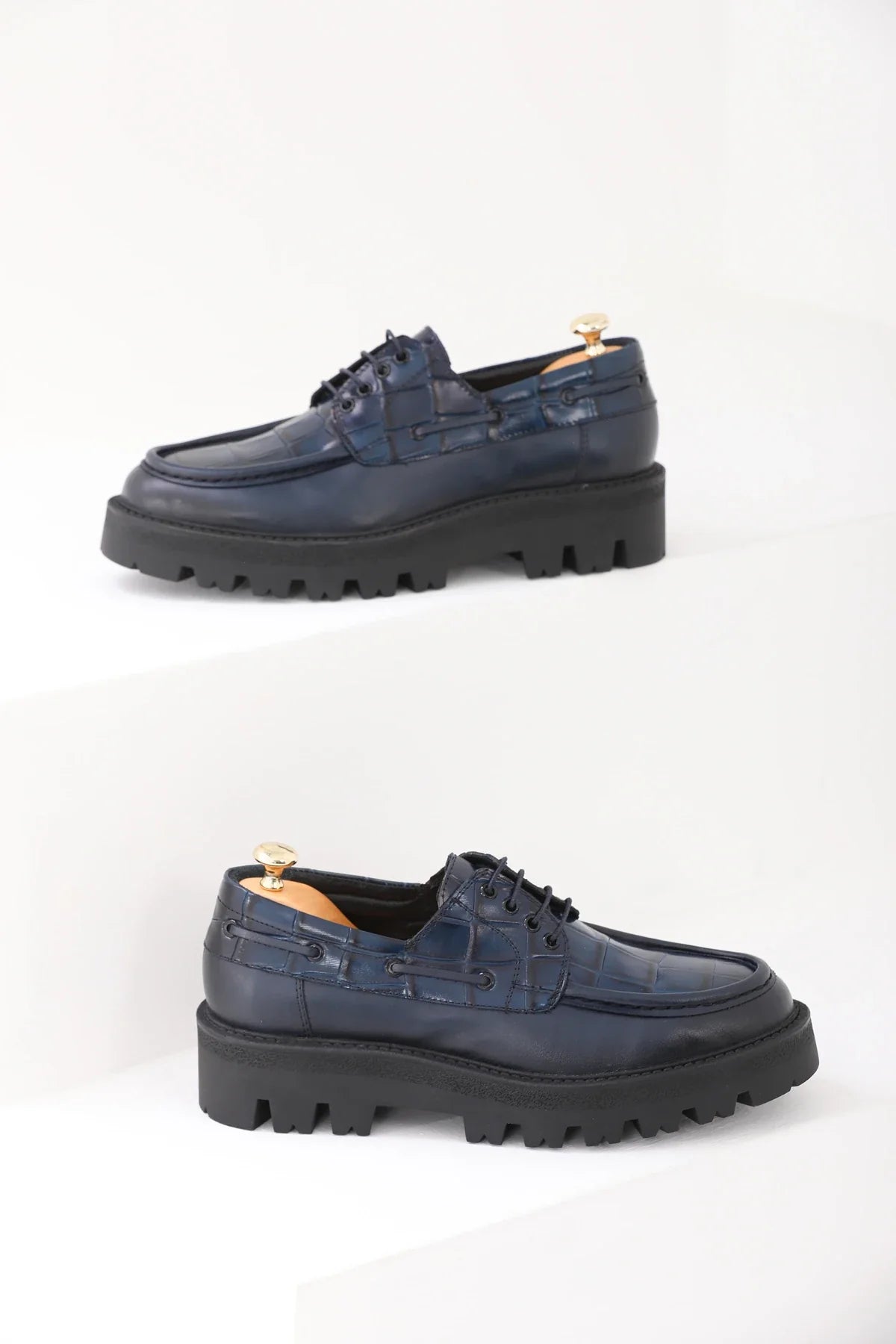 Blue Vamp Croc Chunky Shoes