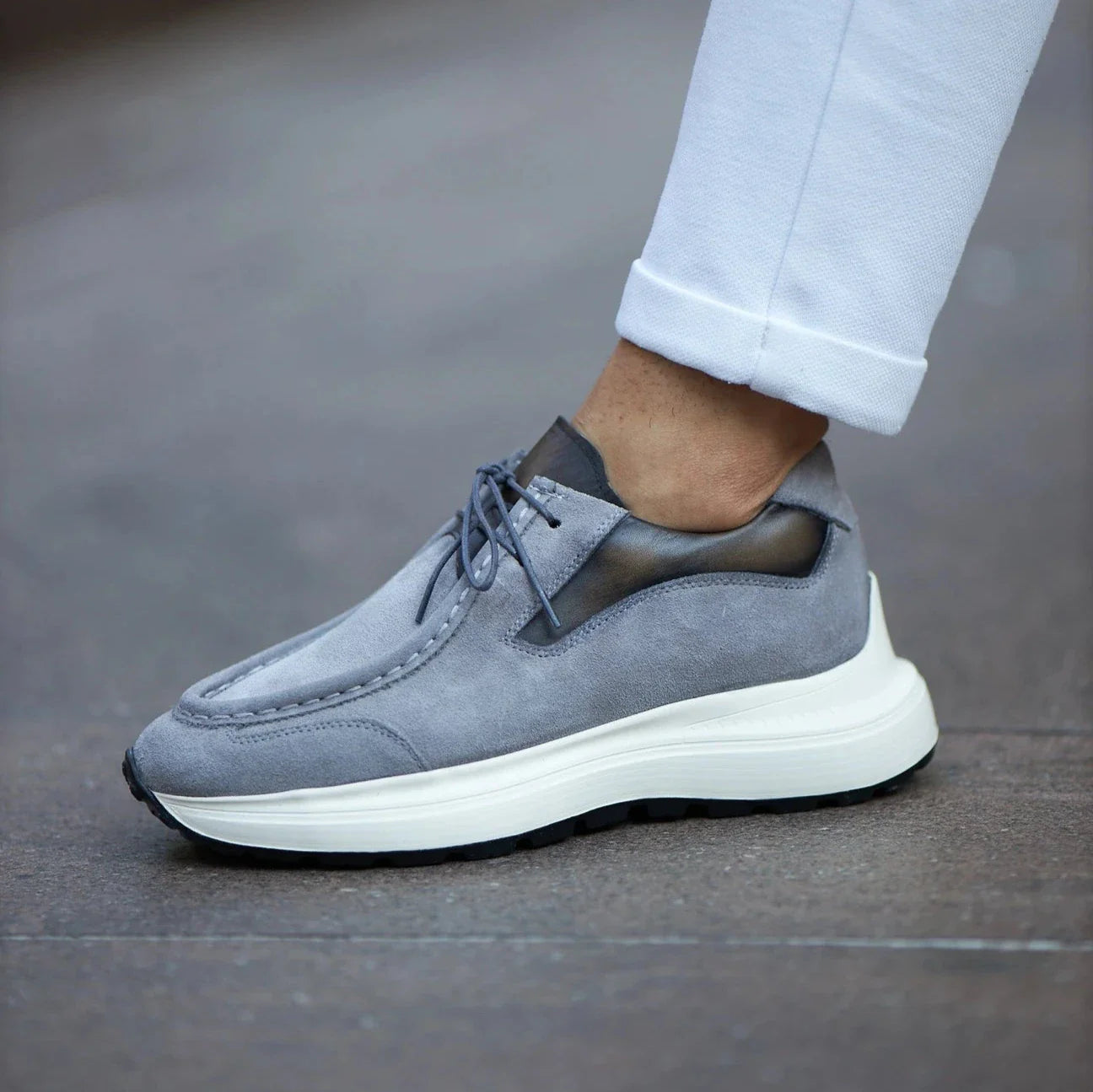 Grey Suede Casual Laces