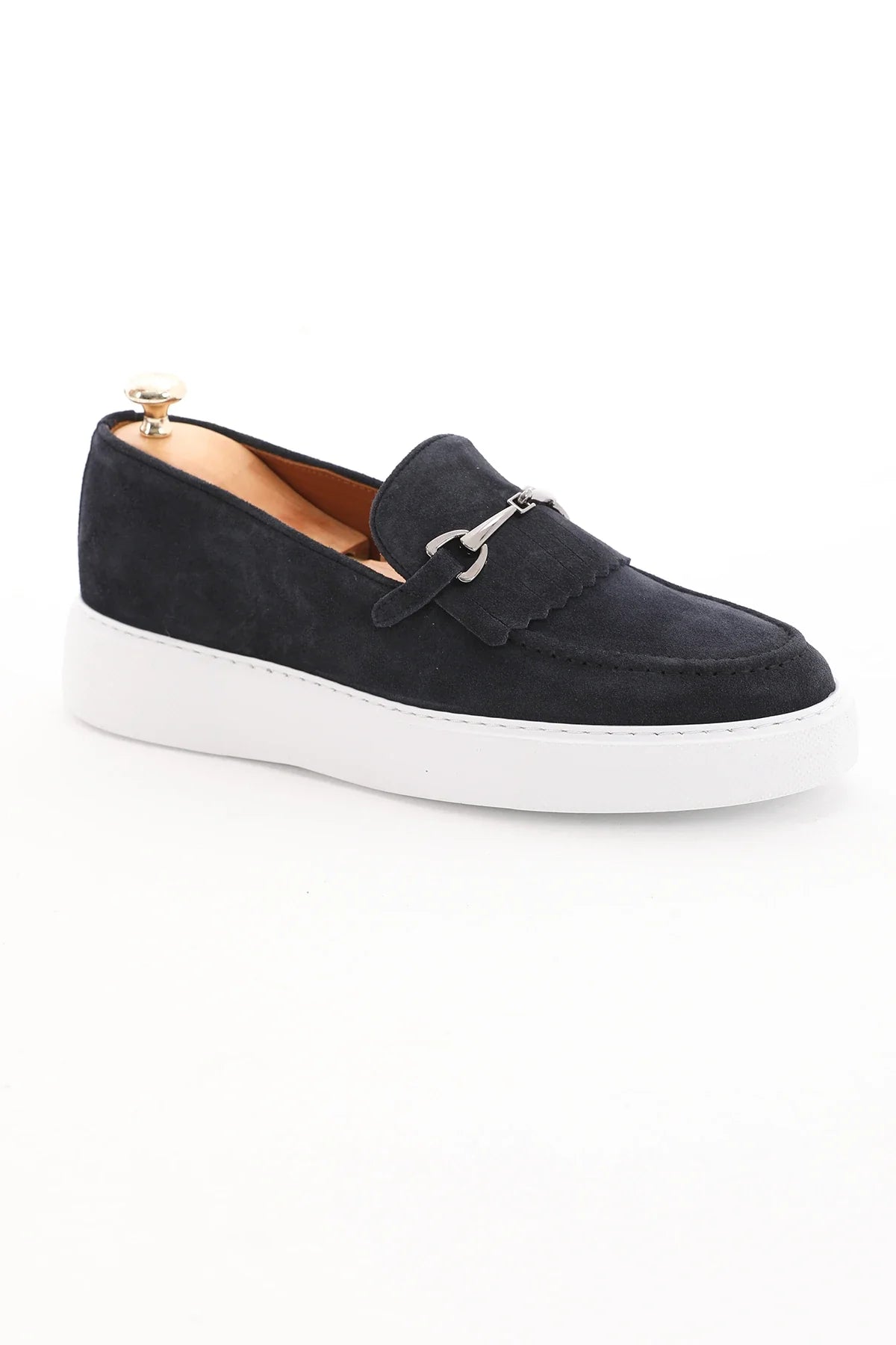 Navy Blue Suede Casual Buckle Loafer