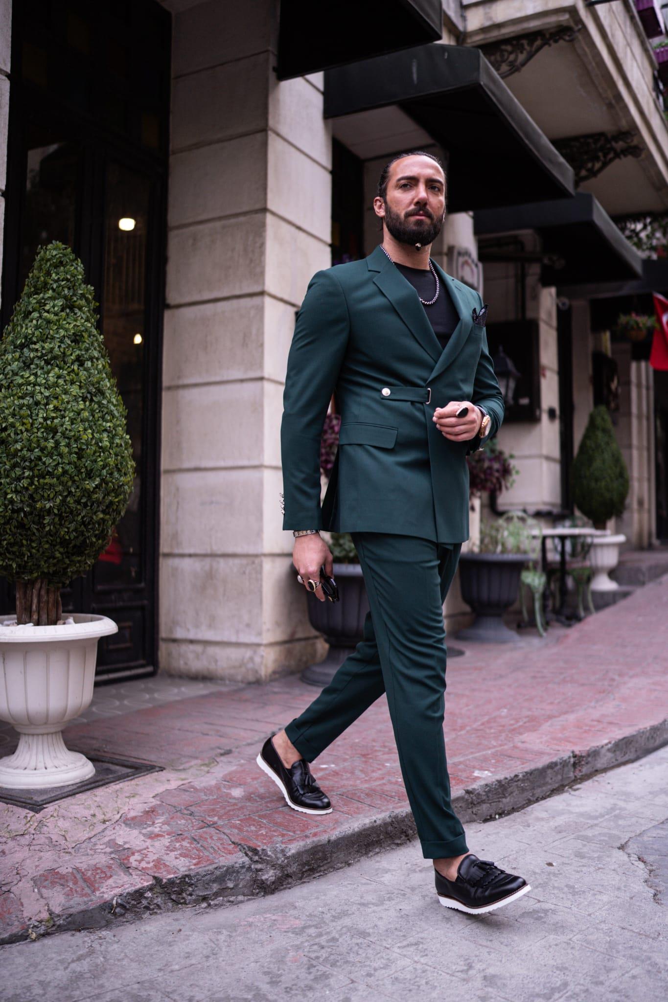 Emerald Single Lapel Button Detail Slim Fit Suit
