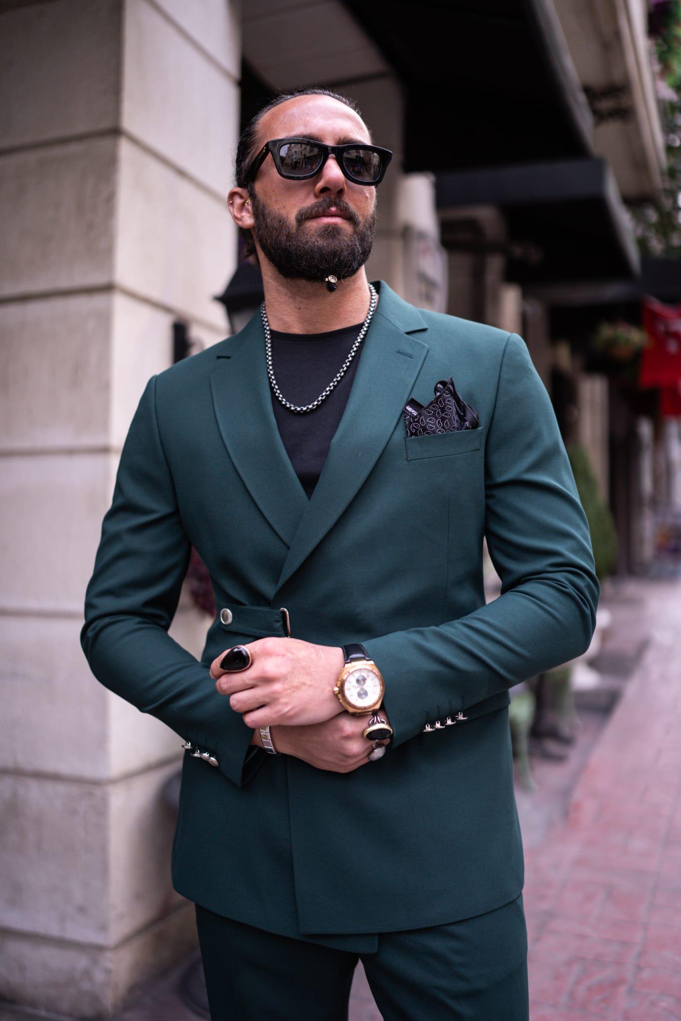 Emerald Single Lapel Button Detail Slim Fit Suit