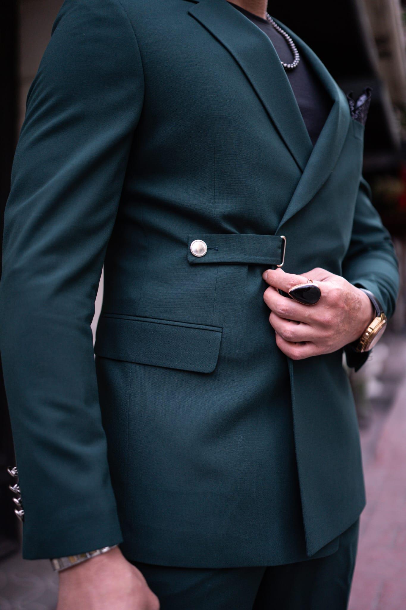 Emerald Single Lapel Button Detail Slim Fit Suit