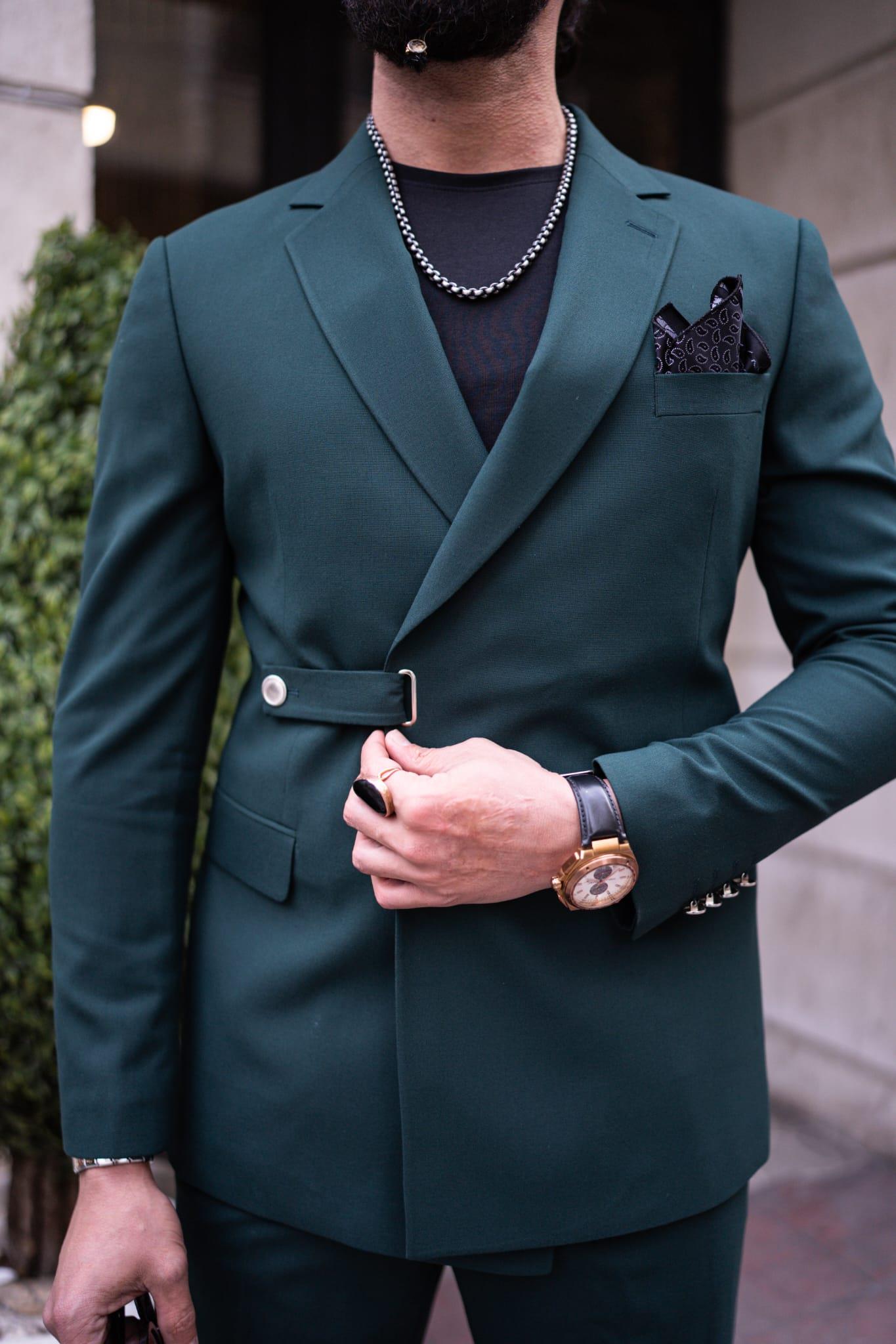 Emerald Single Lapel Button Detail Slim Fit Suit