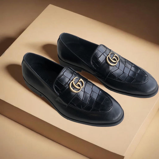 Black Vamp Croc GG Loafers