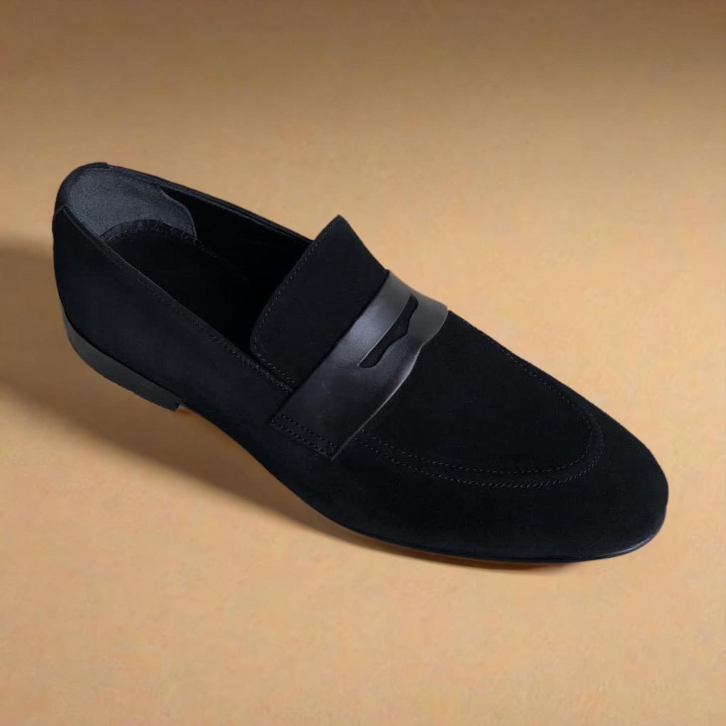 Black Suede Penny Loafer