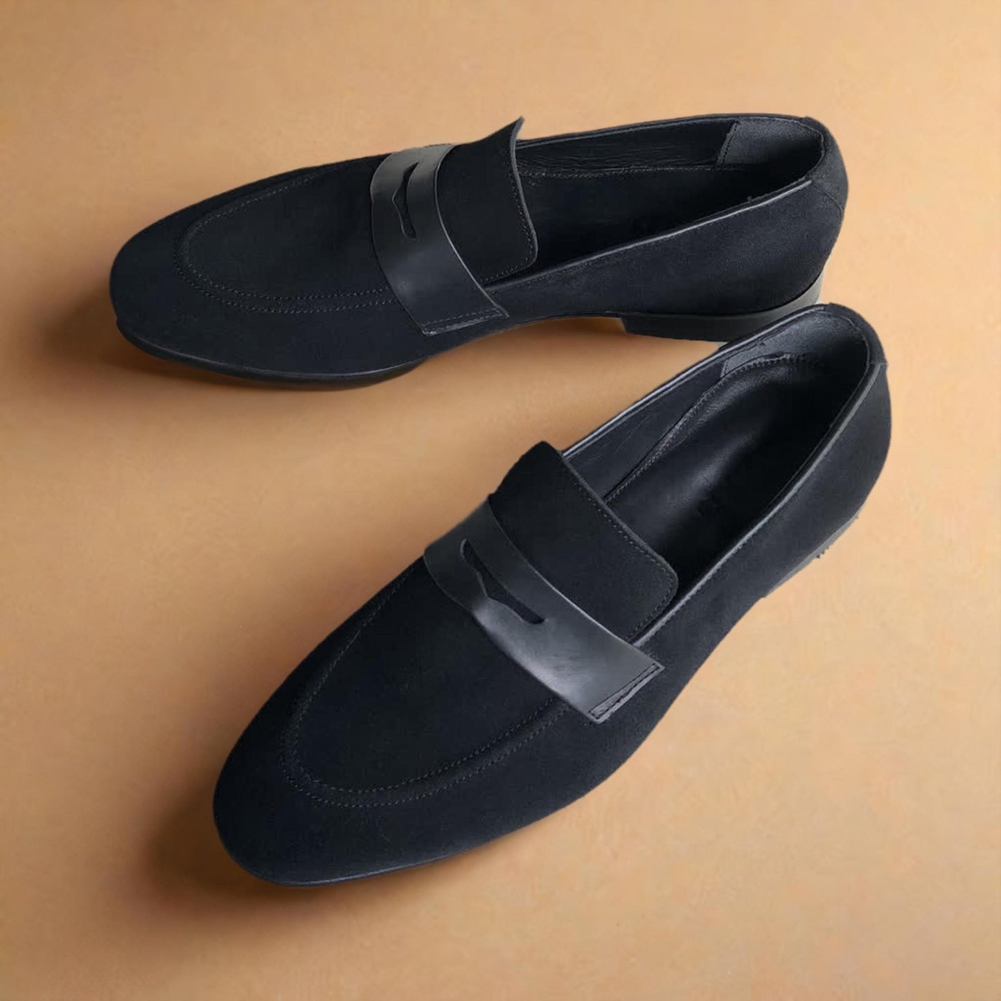 Black Suede Penny Loafer