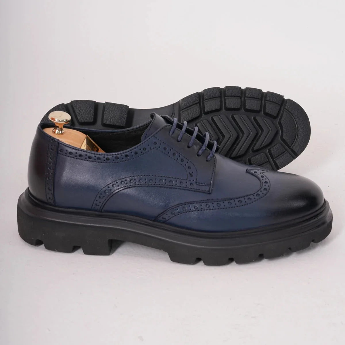 Blue Wingtip Laces Chunky