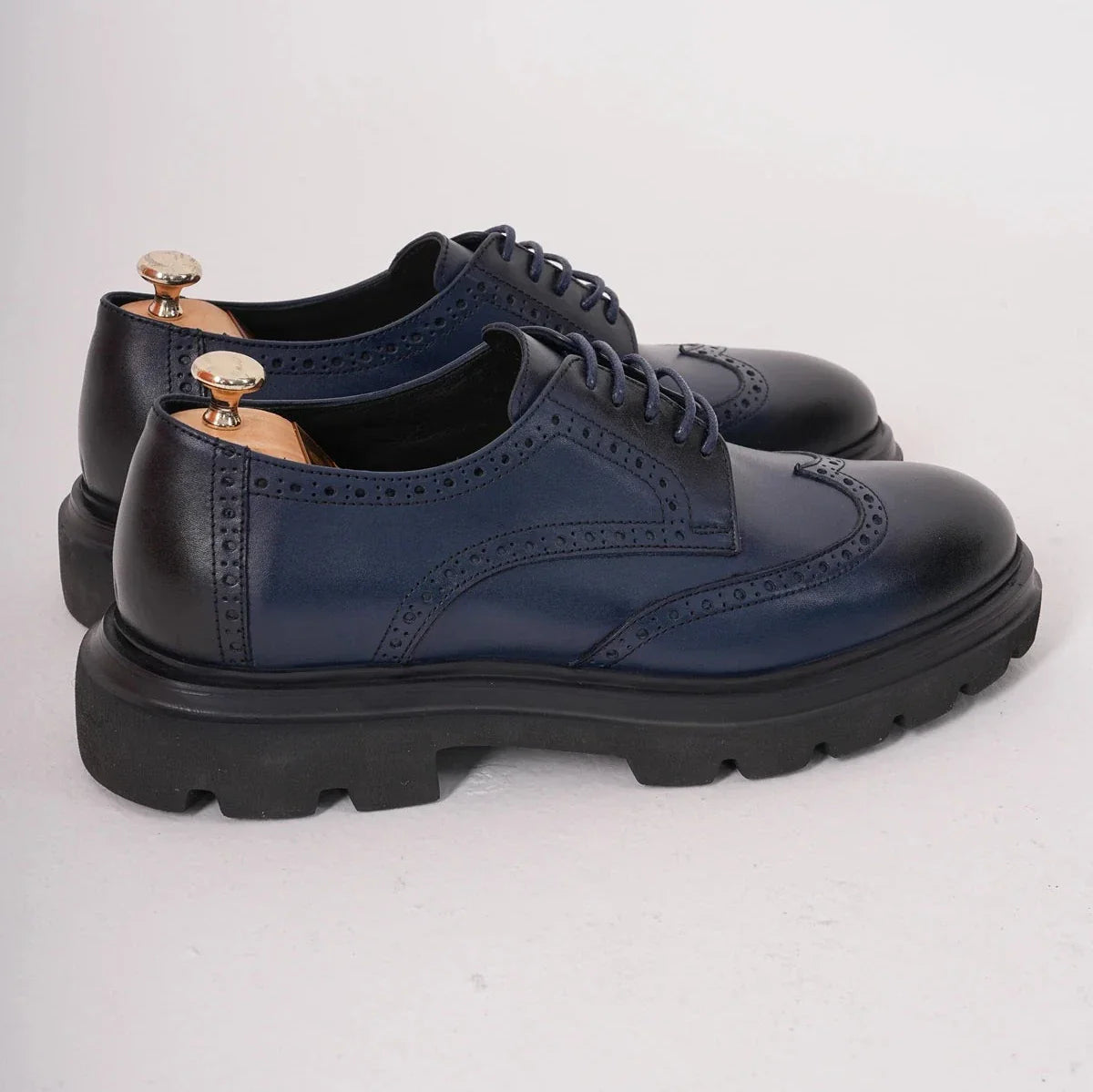 Blue Wingtip Laces Chunky