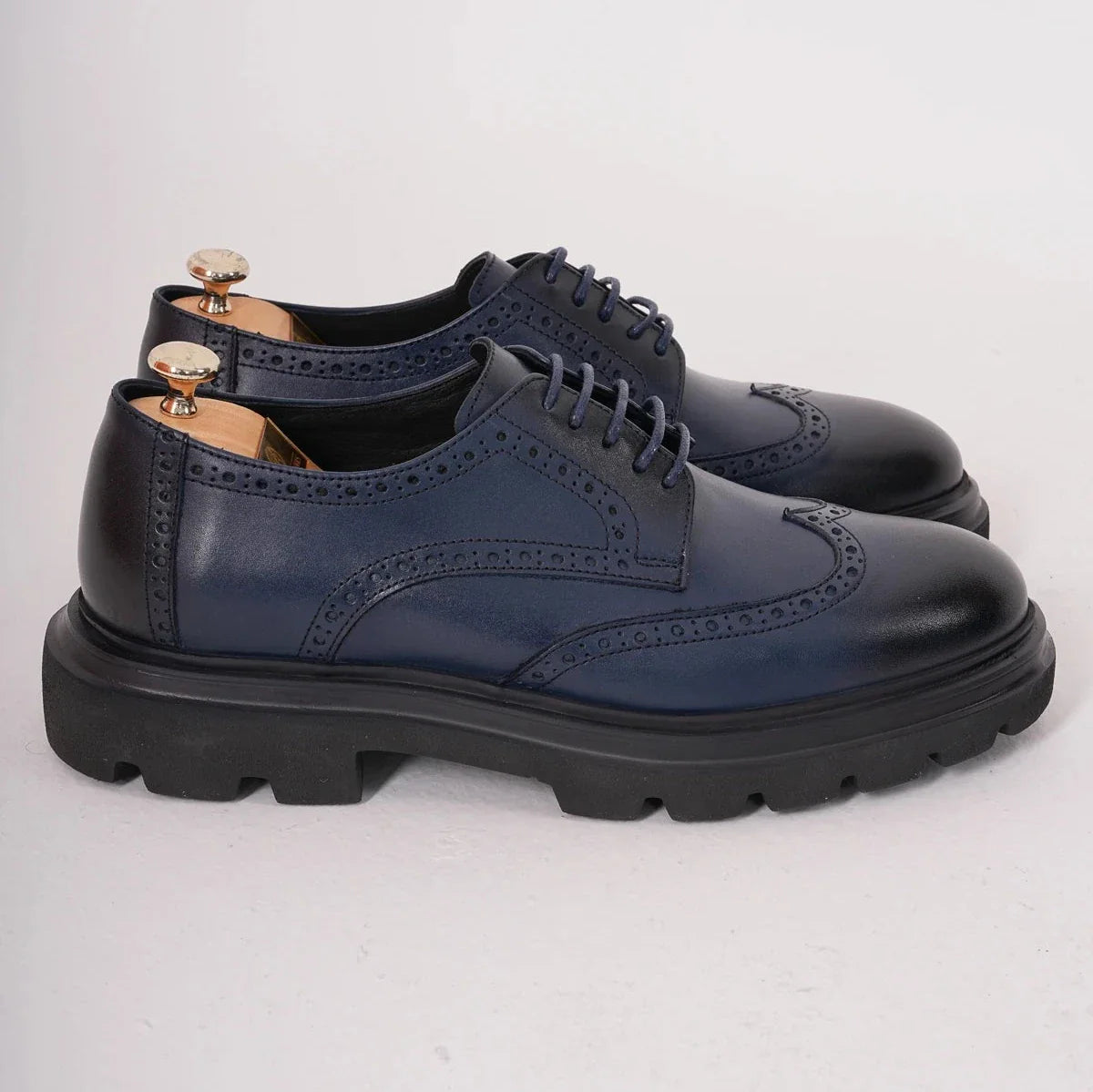 Blue Wingtip Laces Chunky