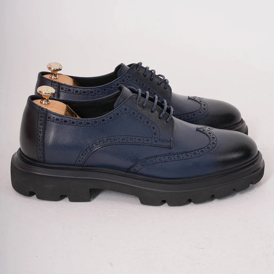 Blue Wingtip Laces Chunky