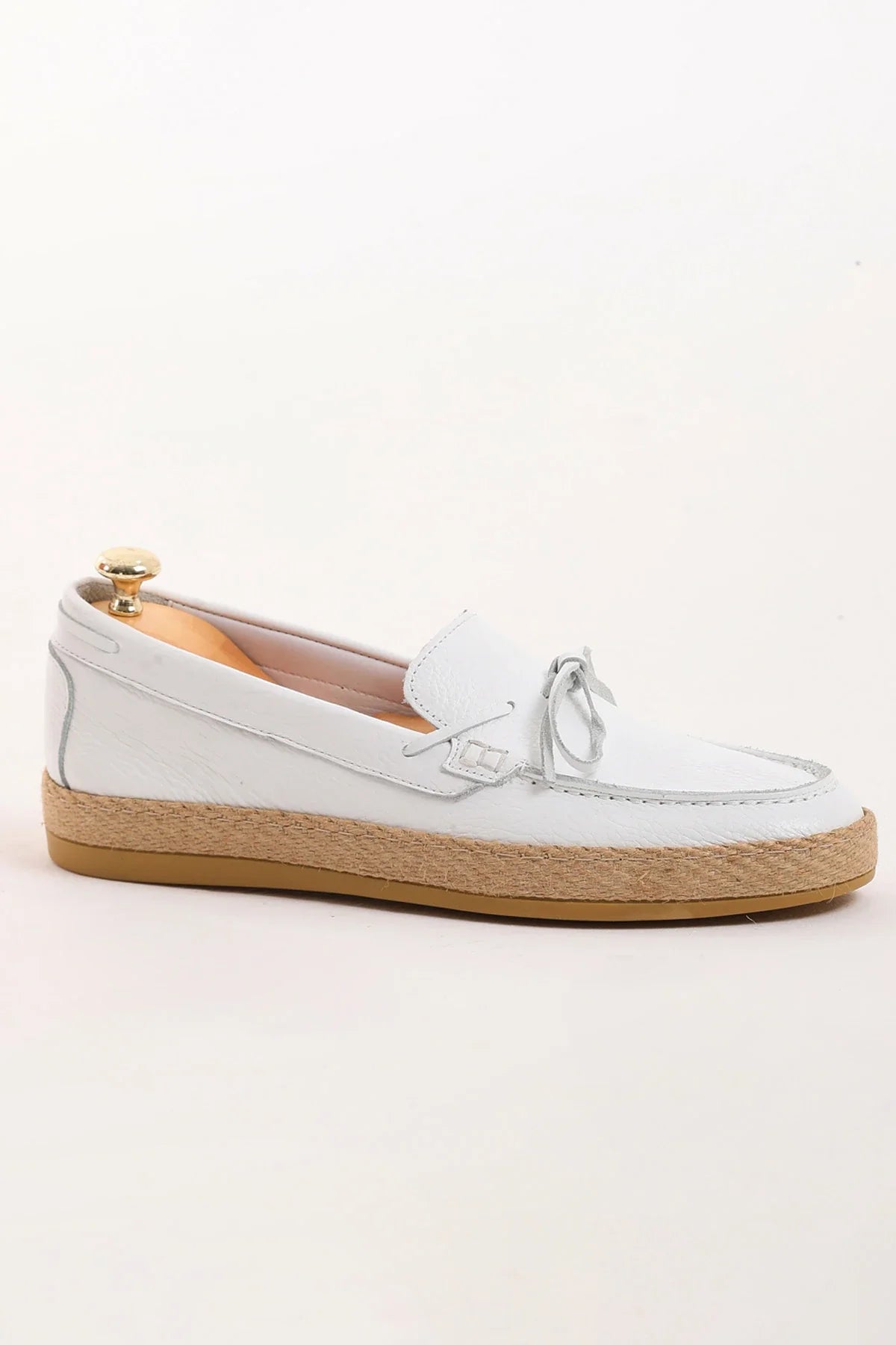 White Juet Sole Bow Loafer