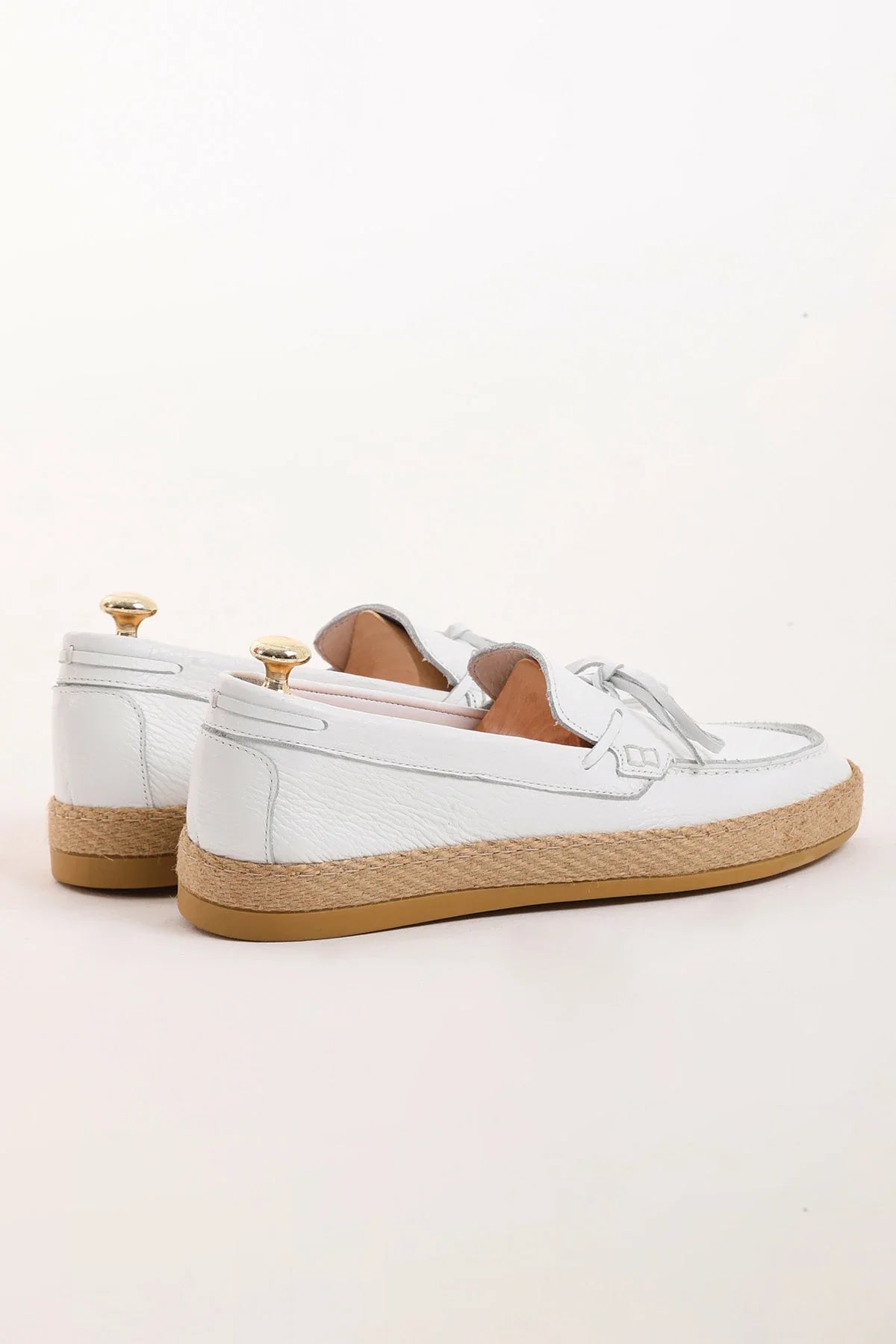 White Juet Sole Bow Loafer