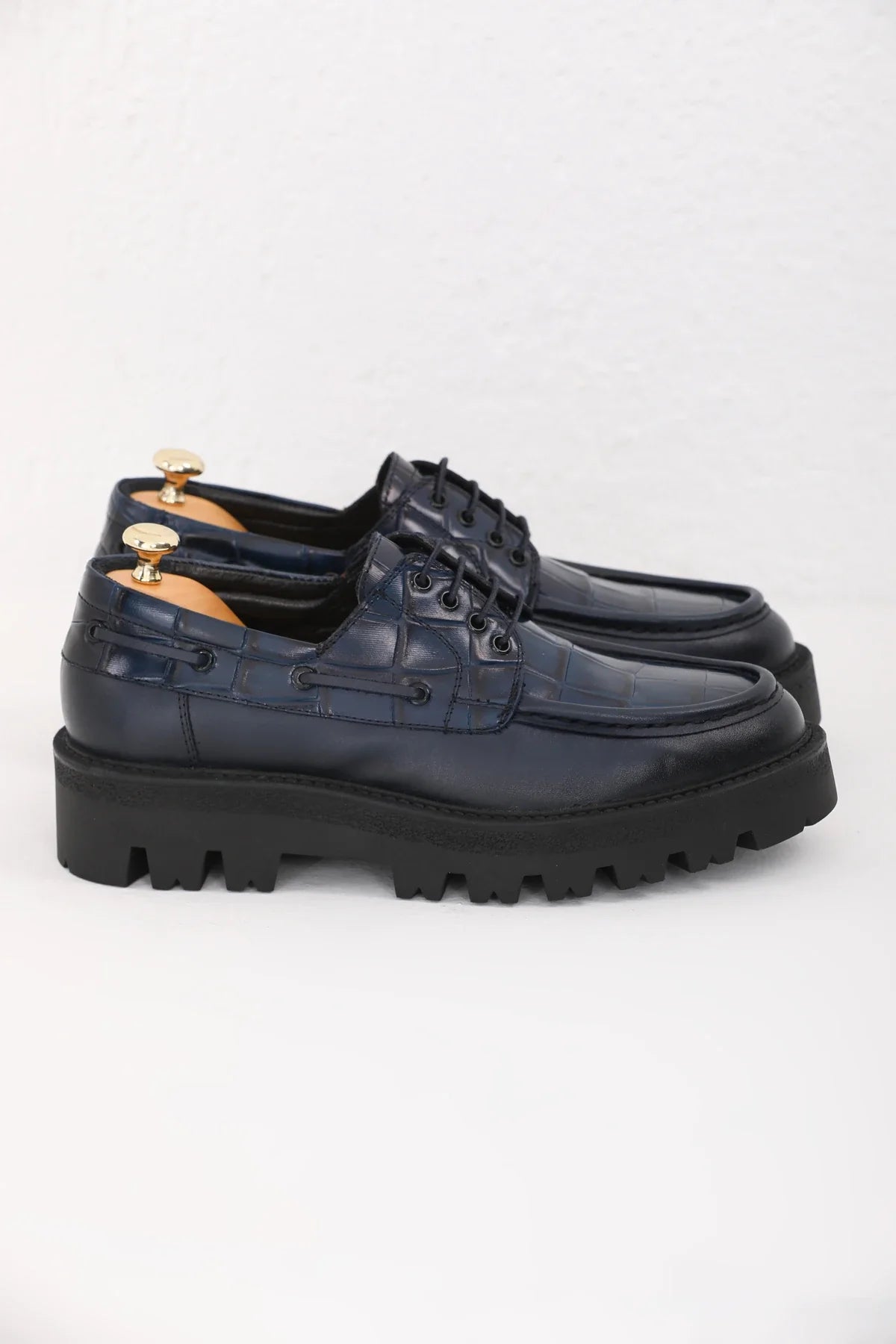 Blue Vamp Croc Chunky Shoes
