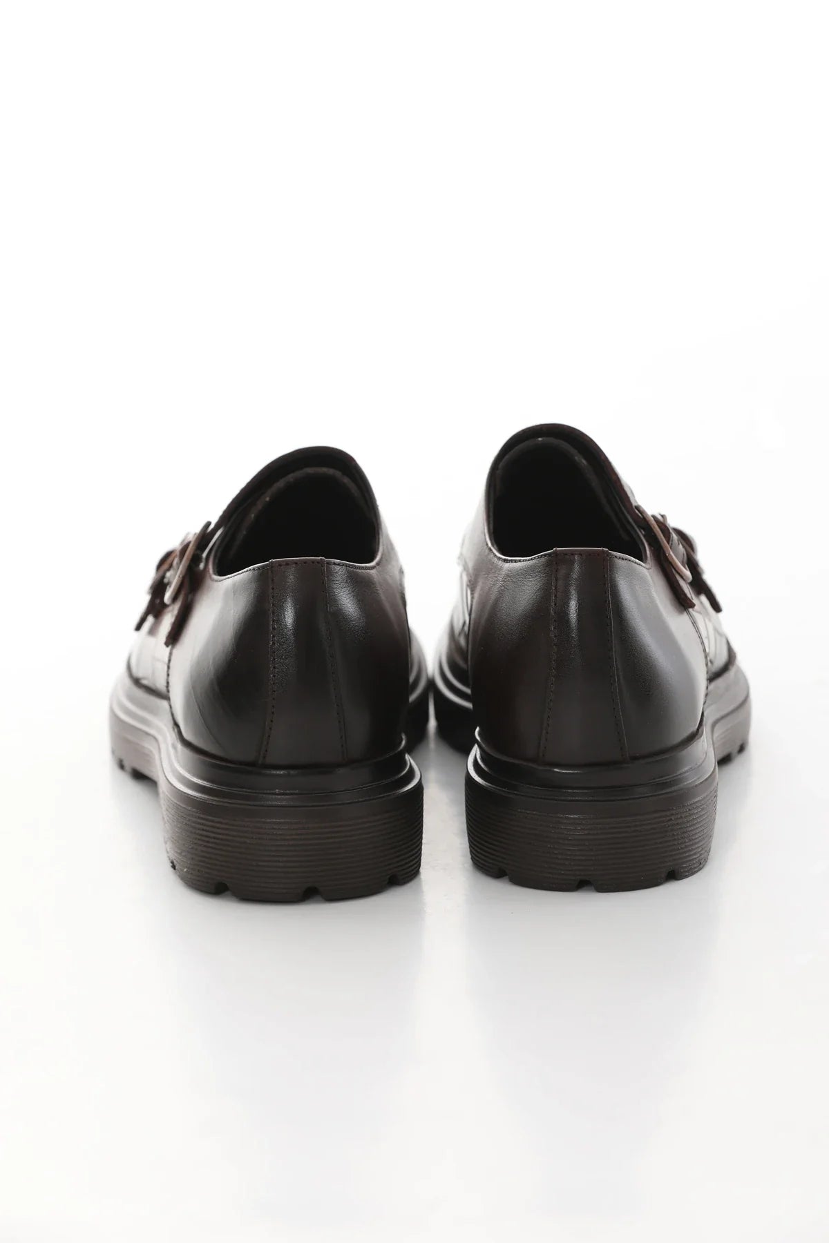Brown Calf Croc Double Monk Chunky